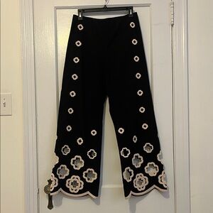 Maje Black and Cream Flare Pants